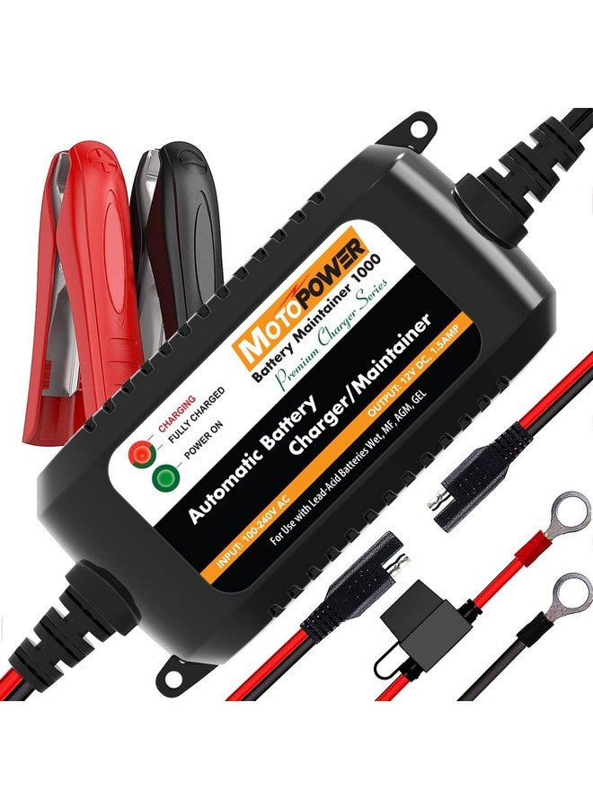 Mp00206A 12V 1.5Amp Automatic Battery Charger Battery Maintainer For Cars Motorcycles Atvs Rvs Powersports Boat And More. Smart Compact And Eco Friendly