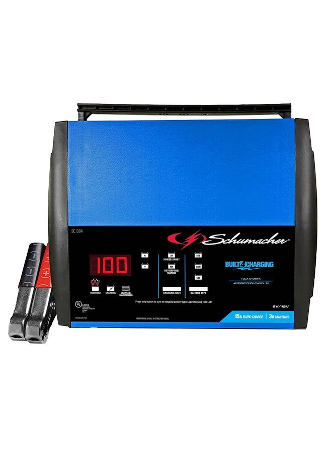 Electric Sc1304 Fully Automatic Rapid Battery Charger And Maintainer For Motorcycle Power Sport Boat Car And Truck Batteries 15 Amps 6 Volt 12 Volt Blue Black 1 Unit