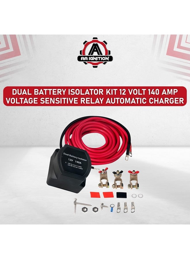 Dual Battery Isolator Kit 12 Volt 140 Amp Voltage Sensitive Relay Complete Vsr Double Battery Automatic Charger Fits Trucks Atv Suv Utv Boats And More Safe Water And Vibration Resistant