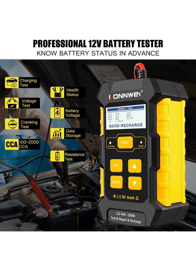 3 In 1 Car Battery Charger Kw510 Battery Tester 12V 5 Amp Fully Automatic Smart Charger Automotive Pulse Repair Maintainer Trickle Charger Battery Desulfator W/Temp Compensation