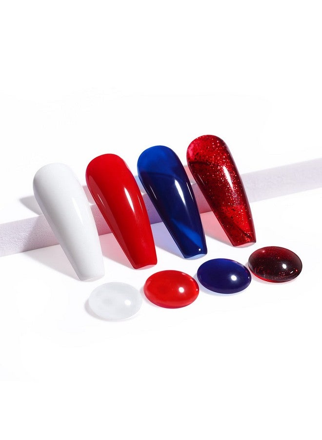 Gel Nail Polish Red White Navy Blue Colors Gel Polish Soak Off Nail Lamp Cured Nail Gel For The 4Th Of July Manicure Kit Set 33