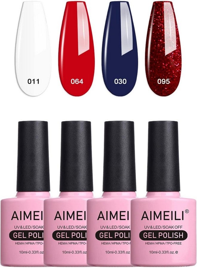 Gel Nail Polish Red White Navy Blue Colors Gel Polish Soak Off Nail Lamp Cured Nail Gel For The 4Th Of July Manicure Kit Set 33