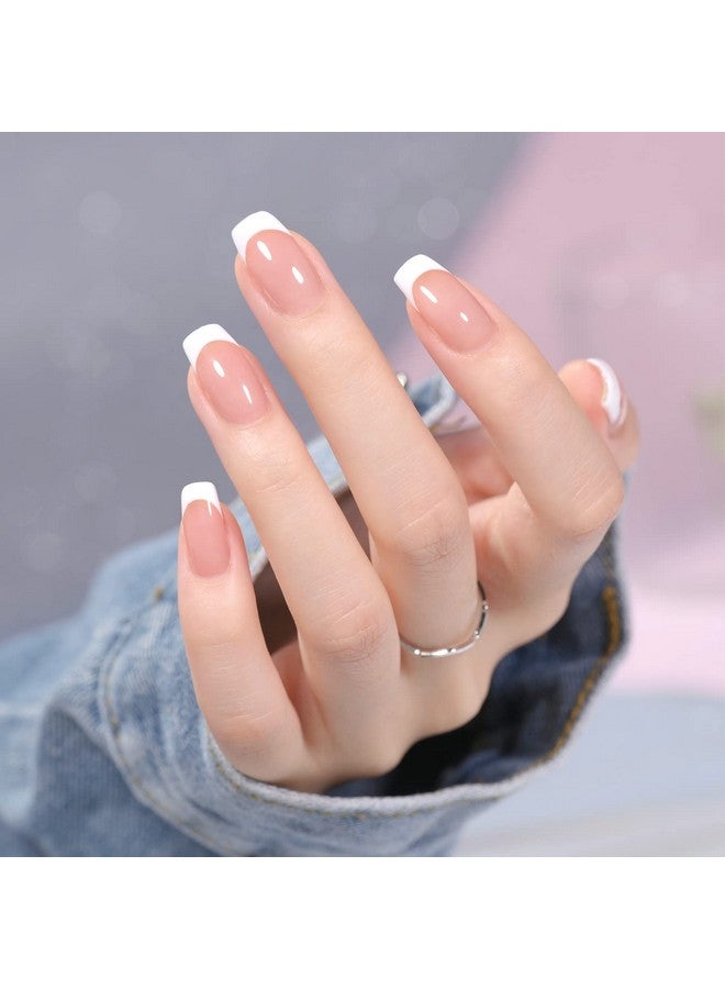 French Manicure Kit Nail Stamper And 2Pcs Gel Nail Polish Include Nude Jelly Pink White Colors For French Tip Uv Light Cure