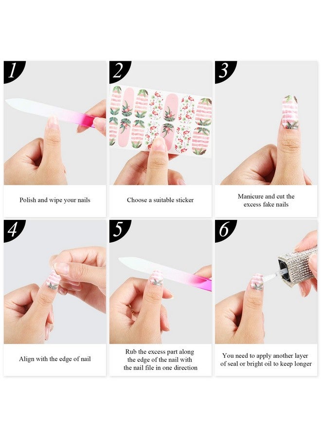 168 Pieces 12 Sheets Nail Strips Summer Full Wrap Nail Polish Stickers Nail Wraps Self Adhesive Nail Art Decal Strip With Nail File Manicure Kits For Women Girl Diy Nail