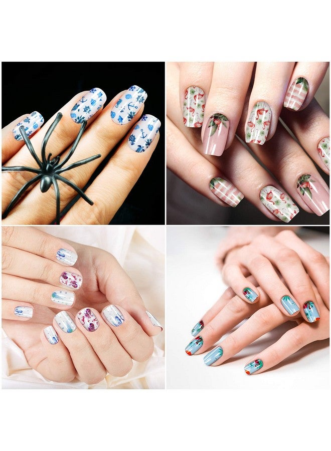 168 Pieces 12 Sheets Nail Strips Summer Full Wrap Nail Polish Stickers Nail Wraps Self Adhesive Nail Art Decal Strip With Nail File Manicure Kits For Women Girl Diy Nail