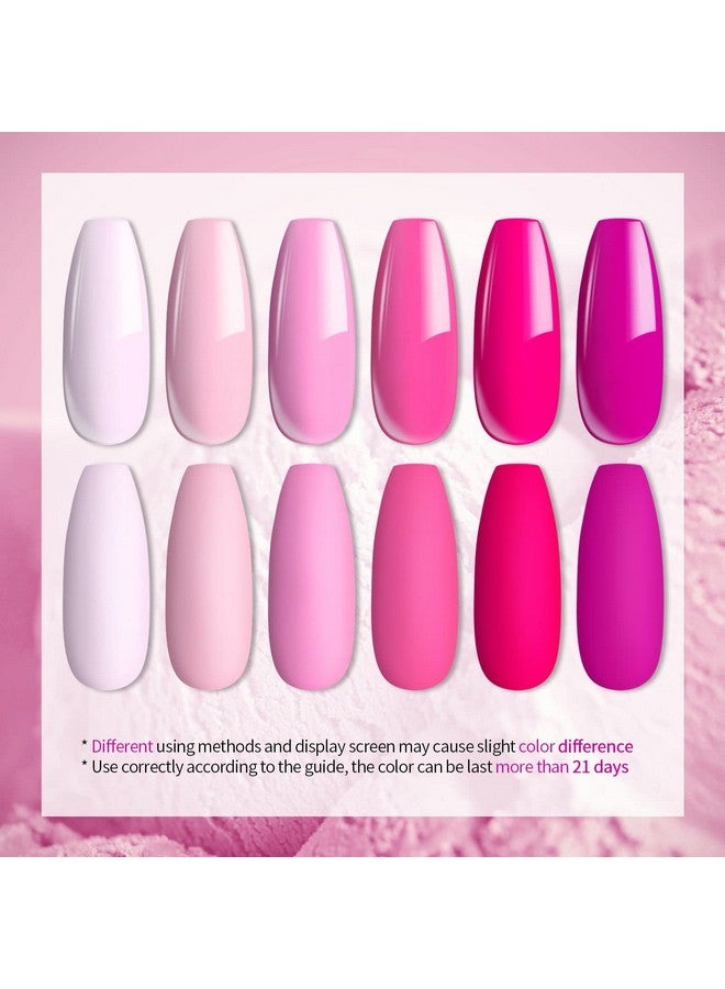 Pink Gel Nail Polish Set 6 Colors Hot Pink Neon Pink Gel Polish Set Light Bright Pink Soak Off Led Nail Art Design Manicure Kit Diy At Home Salon Valentine'S Day Gifts For Women Girls
