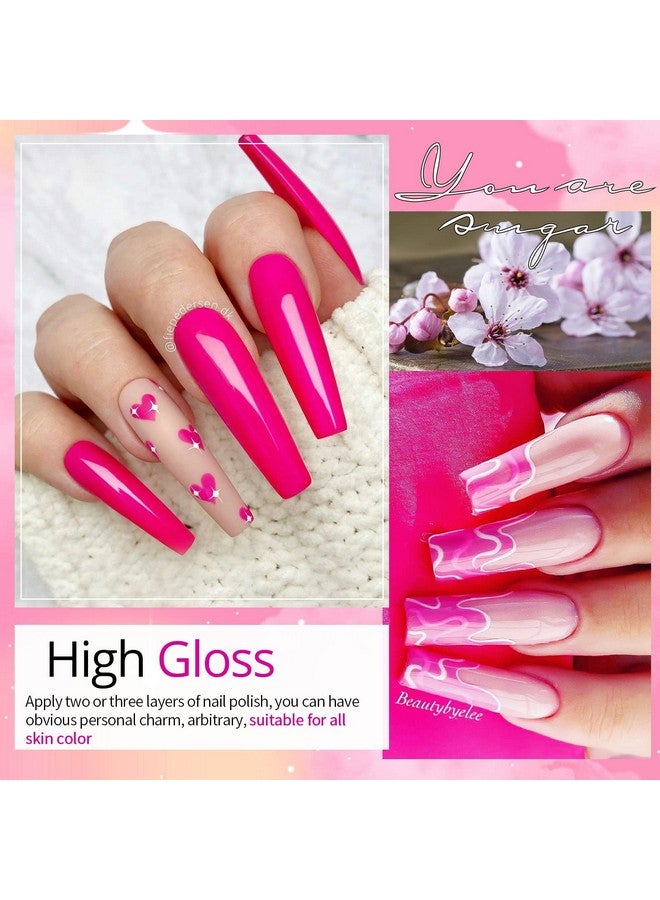 Pink Gel Nail Polish Set 6 Colors Hot Pink Neon Pink Gel Polish Set Light Bright Pink Soak Off Led Nail Art Design Manicure Kit Diy At Home Salon Valentine'S Day Gifts For Women Girls