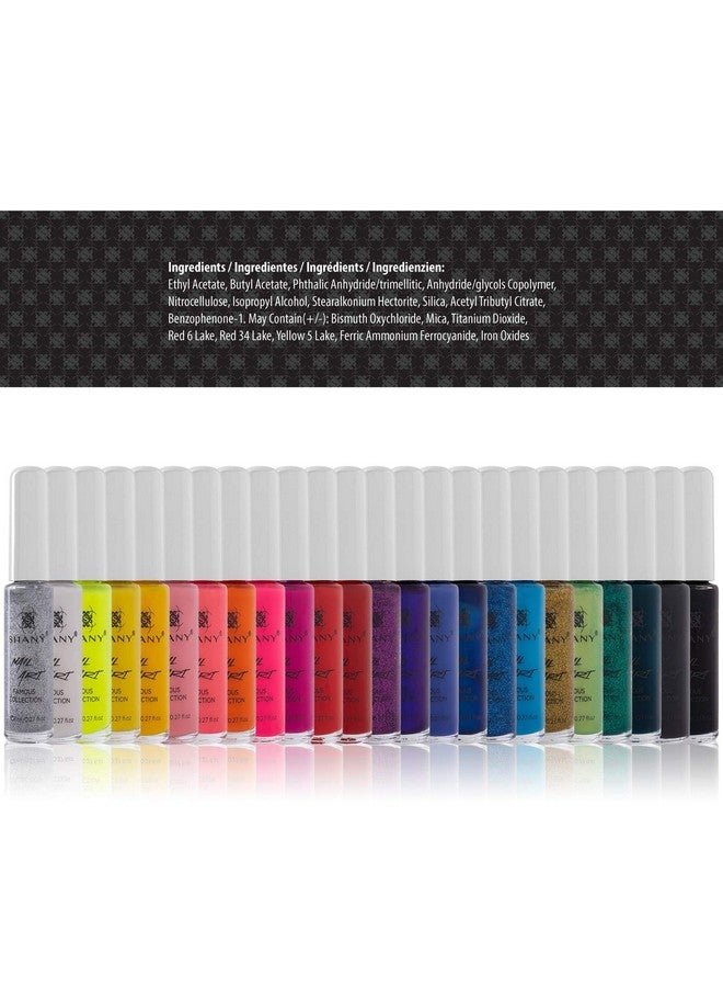 Nail Art Set Nail Polish Glitter Metallic Pearls Neon And Matte Nail Polish Nail Art Drawing Decoration Set With Builtin Thin Nail Art Brush 24 Famous Colors Nail Polish Bulk