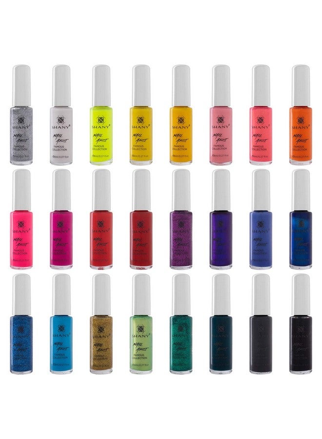 Nail Art Set Nail Polish Glitter Metallic Pearls Neon And Matte Nail Polish Nail Art Drawing Decoration Set With Builtin Thin Nail Art Brush 24 Famous Colors Nail Polish Bulk