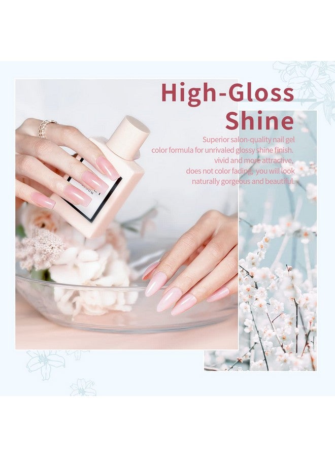 Icy Jelly Gel Nail Polish Set Of 6 Translucent Colors,Sheer Rose Nude Skintone Gel Polish Led Uv Gel Clear Milky Light Pink Red Brown French Manicure Curing Requires 7.5Ml Diy Home Nail Salon