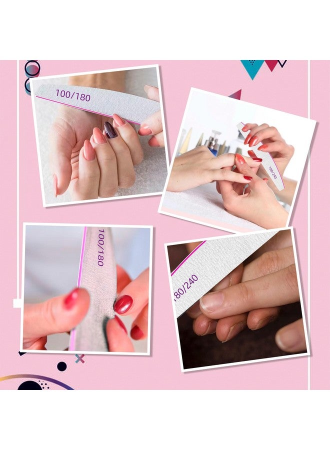 Professional Nail Files, Emery Board Nail File For Natural Nails 100/180/240 Grit Nail Files For Acrylic Nails 12Pcs Fine Grit Nail File Manicure Tools Coarse Fingernail Files (100/180 Grit)