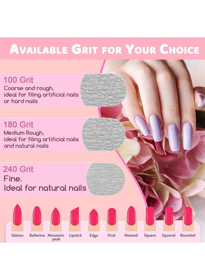 Professional Nail Files, Emery Board Nail File For Natural Nails 100/180/240 Grit Nail Files For Acrylic Nails 12Pcs Fine Grit Nail File Manicure Tools Coarse Fingernail Files (100/180 Grit)