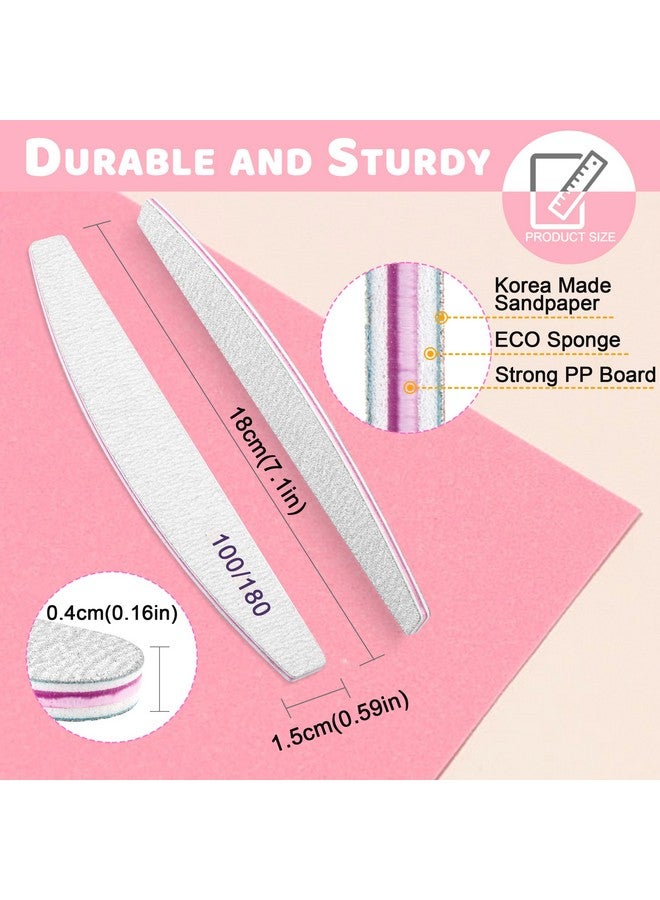 Professional Nail Files, Emery Board Nail File For Natural Nails 100/180/240 Grit Nail Files For Acrylic Nails 12Pcs Fine Grit Nail File Manicure Tools Coarse Fingernail Files (100/180 Grit)