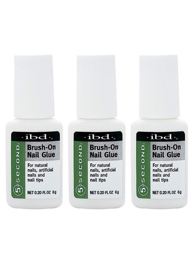 5 Second Brush On Nail Glue 6 G, For Nail Tips, Full Cover Nails, And For Repairing Of Cracked, Split Natural Nails, 3 Packs