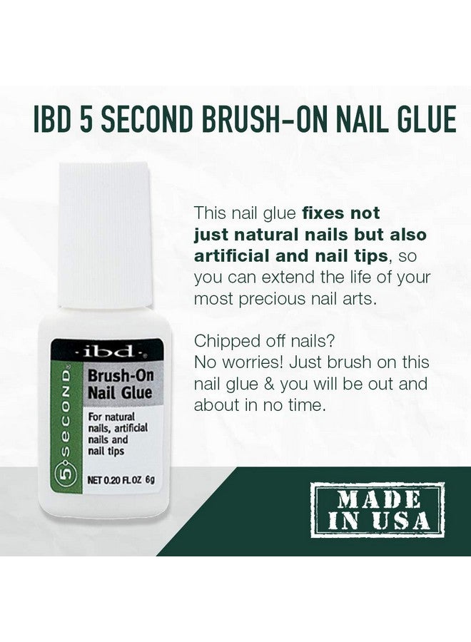 5 Second Brush On Nail Glue 6 G, For Nail Tips, Full Cover Nails, And For Repairing Of Cracked, Split Natural Nails, 3 Packs