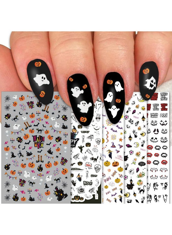 1500 Pcs Halloween Nail Decals Stickers, 12 Sheets Self Adhesive Diy Nail Art Tips Stencil For Halloween Party, Include Pumpkin/Bat/Ghost/Witch Etc