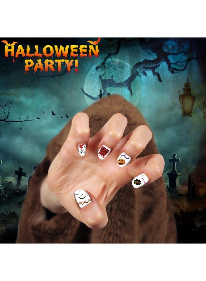 1500 Pcs Halloween Nail Decals Stickers, 12 Sheets Self Adhesive Diy Nail Art Tips Stencil For Halloween Party, Include Pumpkin/Bat/Ghost/Witch Etc