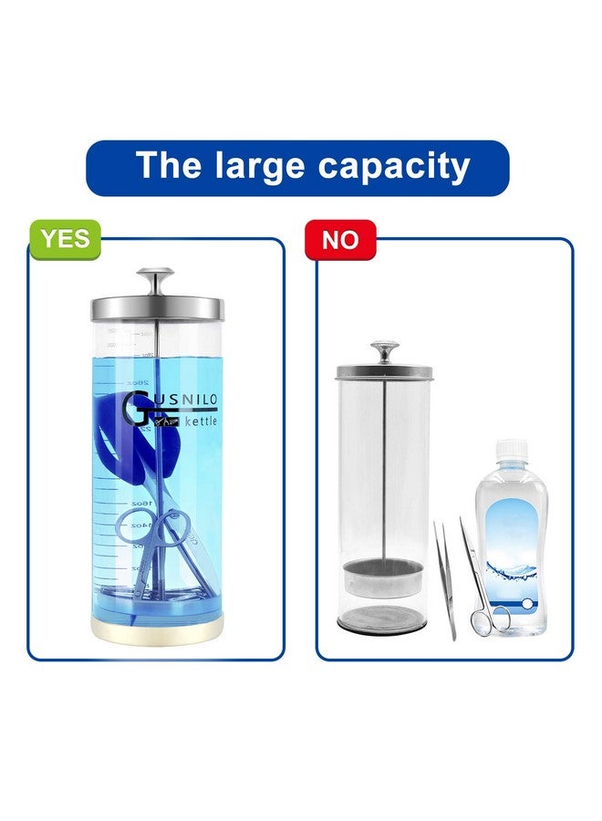 42 Oz Barbicide Disinfectant Jar With Stainless Steel Tray, Comb Shaped Barbicide Jar, Salon Disinfectant Jar Suitable For Nail Tools,Hairdressing Tools, Beauty Tools