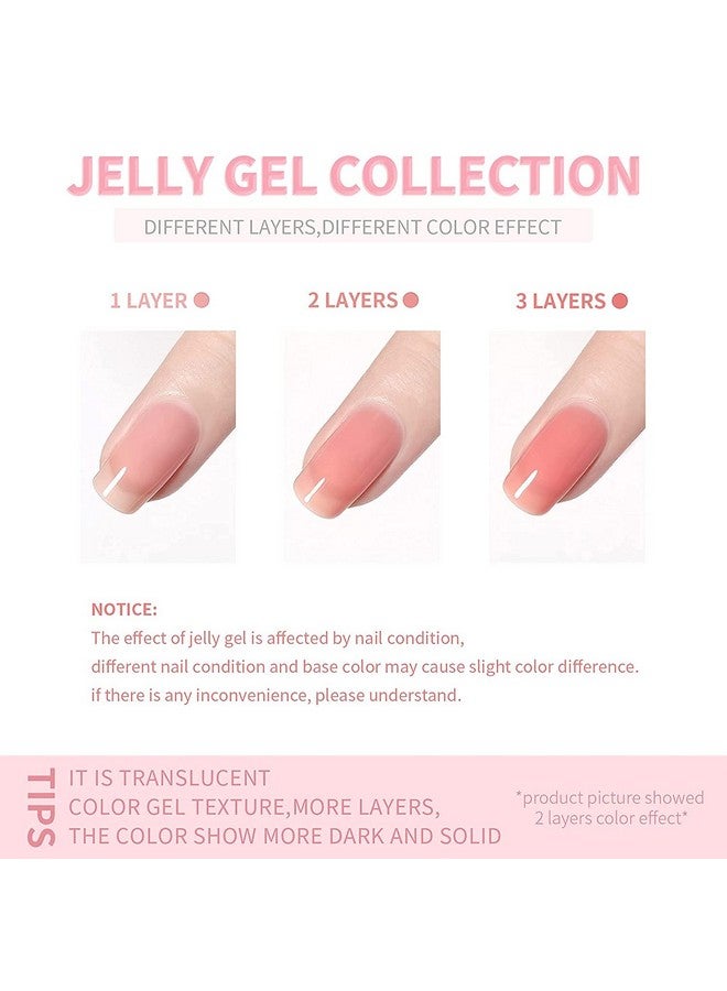 Transparent Jelly Gel Nail Polish Set Pink Nude Milky White Skin Colors Soak Off Uv Led Gel Nail Polish Sheer Gel Nail Varnish Uv Gel Varnish Nail Art 8Ml