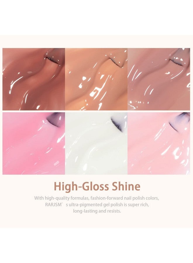 Nude Sheer Jelly Pink Gel Nail Polish Set Of 6 Transparent Colors Led Uv Gel Soak Off Clear Taffy Brown Milky White French Manicure Nail Gel Polish Varnish Curing Requires 7.5Ml For Home Salon