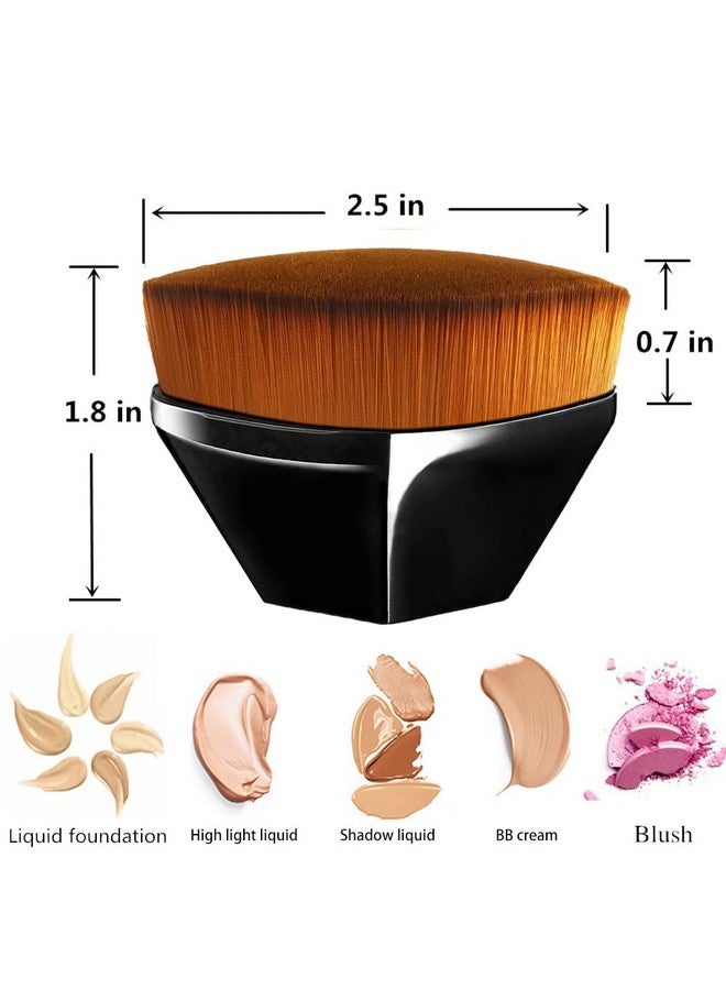 Blingtoman Face Body Foundation Makeup Brush Angled Flat Kabuki Blush Brush Para Base De Maquillaje For Liquid Foundation Powder Cream Contour Buffing Stippling Blending (Black&Rose Gold)