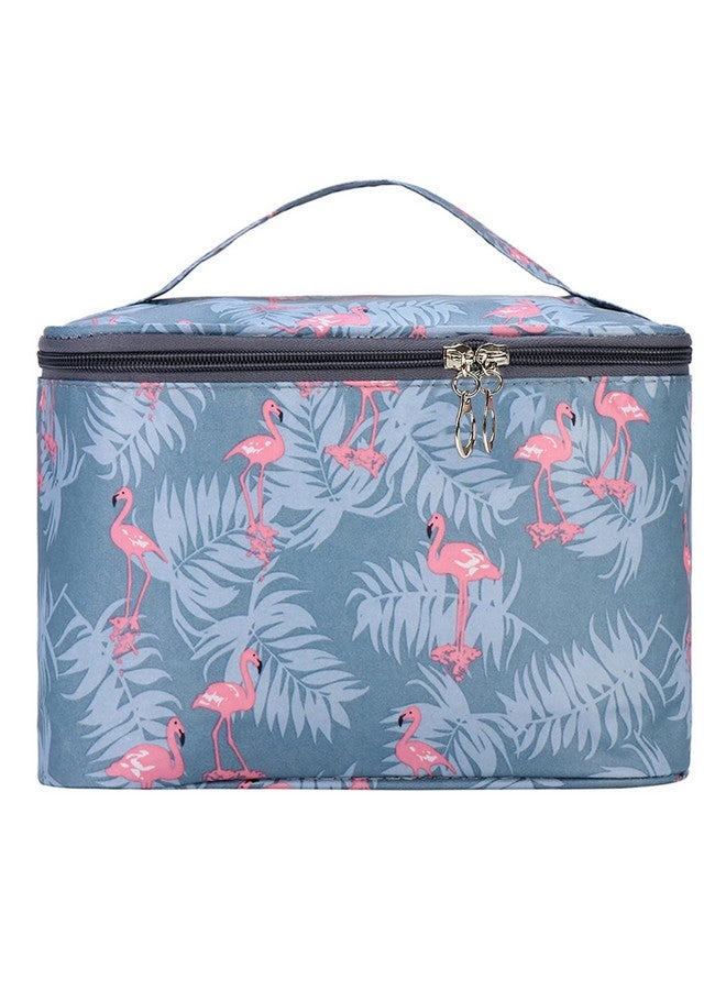 Professional Large Cosmetic Makeup Kit Storage Organizer Travel Toiletry Vanity Bag With Big Compartment, Waterproof Makeup Brush Holder Portable (22.5 X 17 X 15 Cm) Flamingo Design, Multicolor
