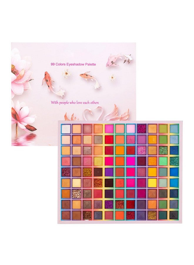 99 Colors Shimmer Eyeshadow Makeup Palette For Eyes Professional Matte Glitter Long Lasting Rainbow Eye Shadow High Pigmented Waterproof Colorful Powder For Women