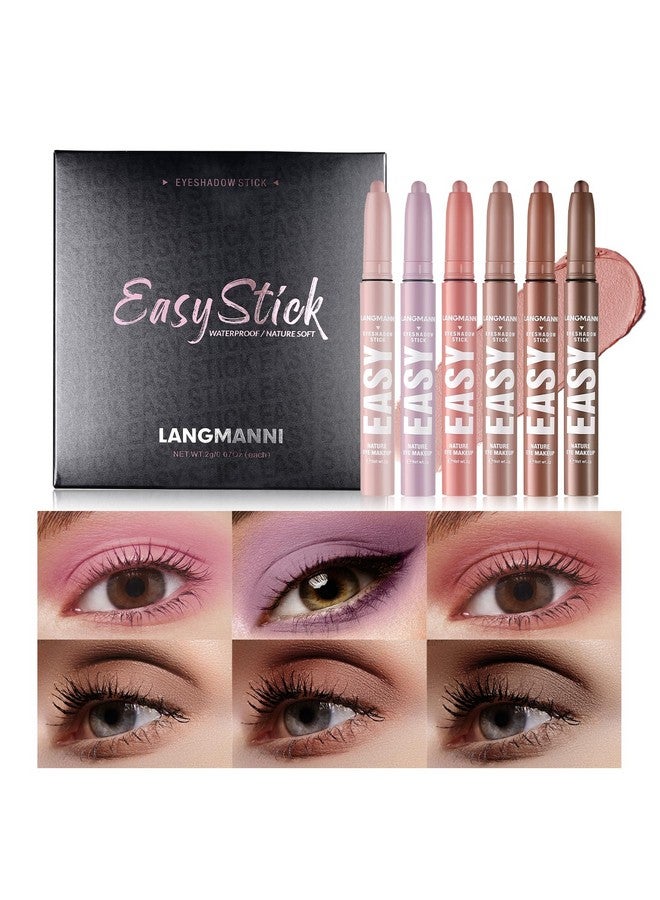 Cream Eyeshadow Sticks Set - Luxurious Colors, Long-Lasting Formula Natural & Shimmer Eye Shadow Pen, Waterproof Brightener Eye Highlighter Contour Stick (Set A)