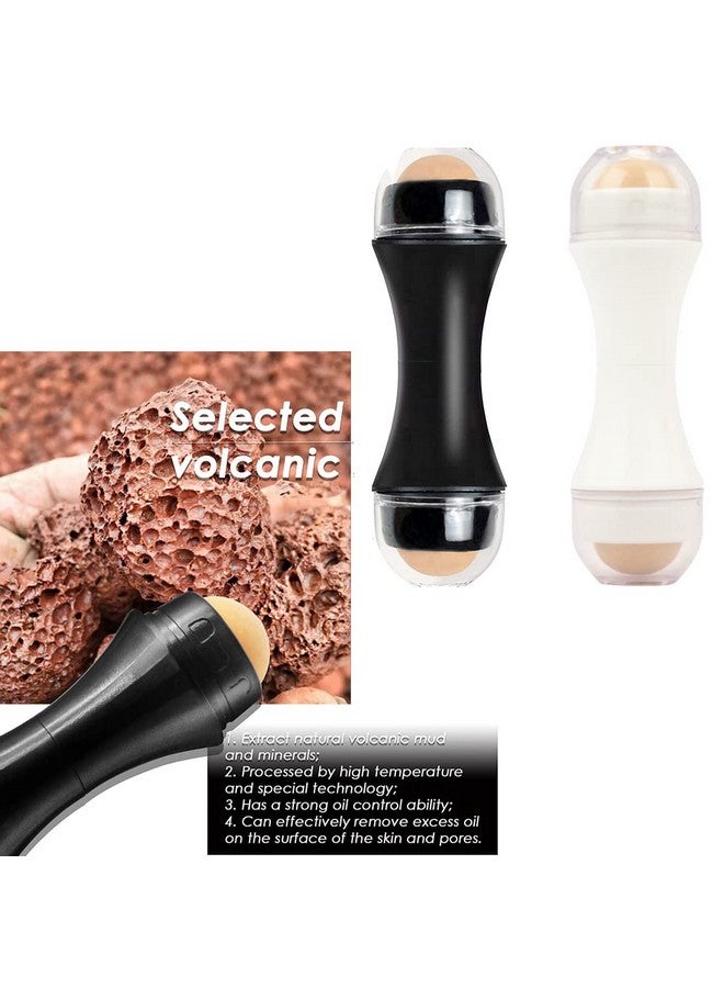 Oilabsorbing Volcanic Face Rolleroily Skin Control Rollerreusable Face Roller Skin Care Facial Skin Care Tools (Black White)