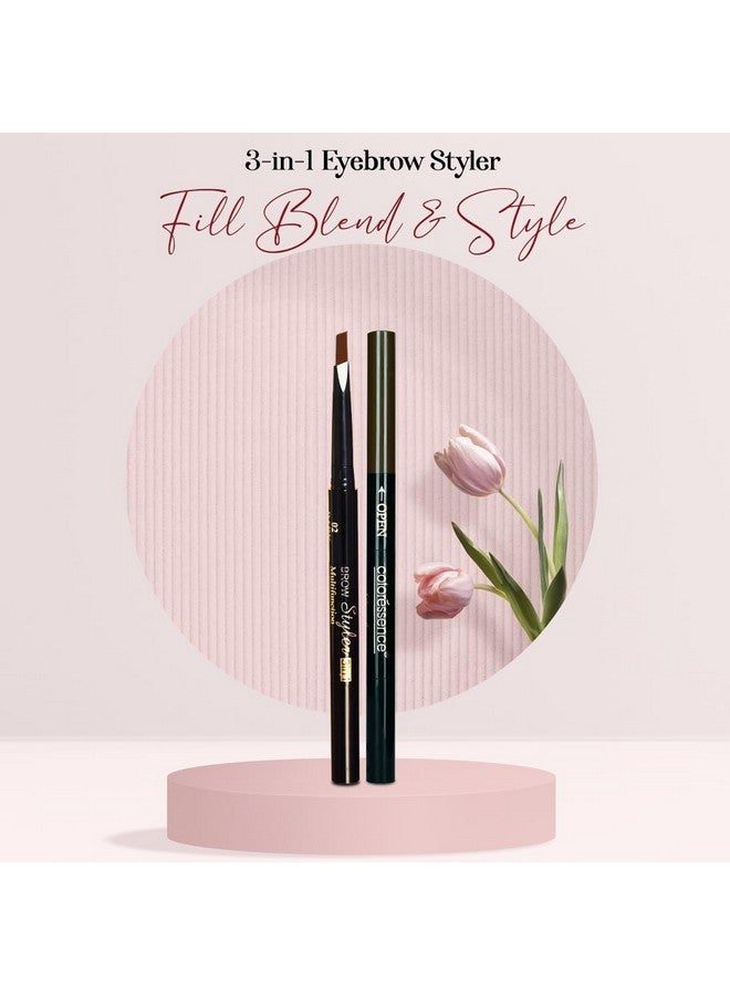 Eyebrow Pencil 3 In 1 Multifunction Brow Filling Styler With Spoolie Shaping Brush - 0.25 G (Black)