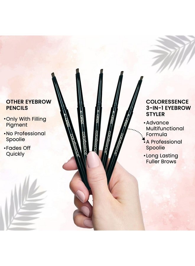 Eyebrow Pencil 3 In 1 Multifunction Brow Filling Styler With Spoolie Shaping Brush - 0.25 G (Black)