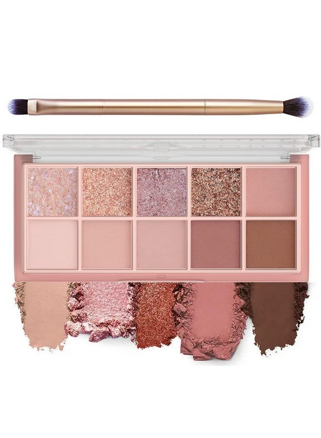 Matte Nudes Eye Shadow Palette - Ultra Pigmented Blendable And Long-Lasting Matte, Shimmer, And Metallic Finishes Eyeshadow With Brush - Eye Makeup For Smok, Natural And Bold Looks (Rosy)