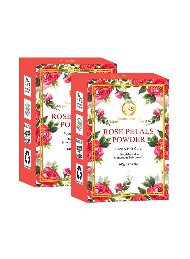 Rose Petal Powder For Fair Complexion, Skin Glow, Tan Removal, Anti-Ageing & Face Moisturizing, 100 Gm, Pack Of 2 (200 Gm)