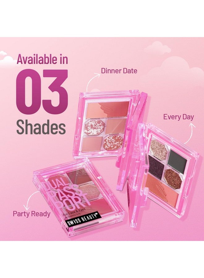 Face And Eye Dual Passport Palette | Eyeshadow + Blusher Palette | Combination Of Mattes And Shimmers | Compact And Travel Friendly Makeup Kit | Shade- Everyday, 4.5G