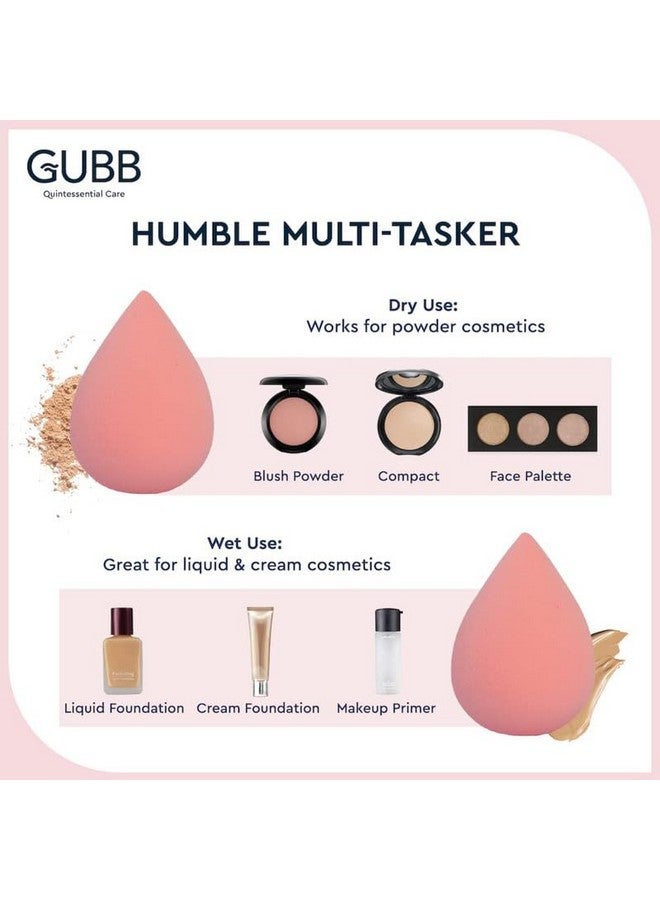 Professional Mini Makeup Sponge Beauty Blender | Cosmetic Blending Tool For Liquid, Cream & Powder Beauty Products| Egg Shape Face Sponge Puff Pack Of 3 (Bright Peach)