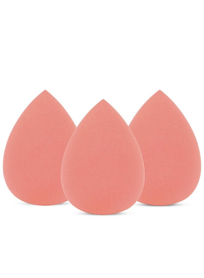 Professional Mini Makeup Sponge Beauty Blender | Cosmetic Blending Tool For Liquid, Cream & Powder Beauty Products| Egg Shape Face Sponge Puff Pack Of 3 (Bright Peach)