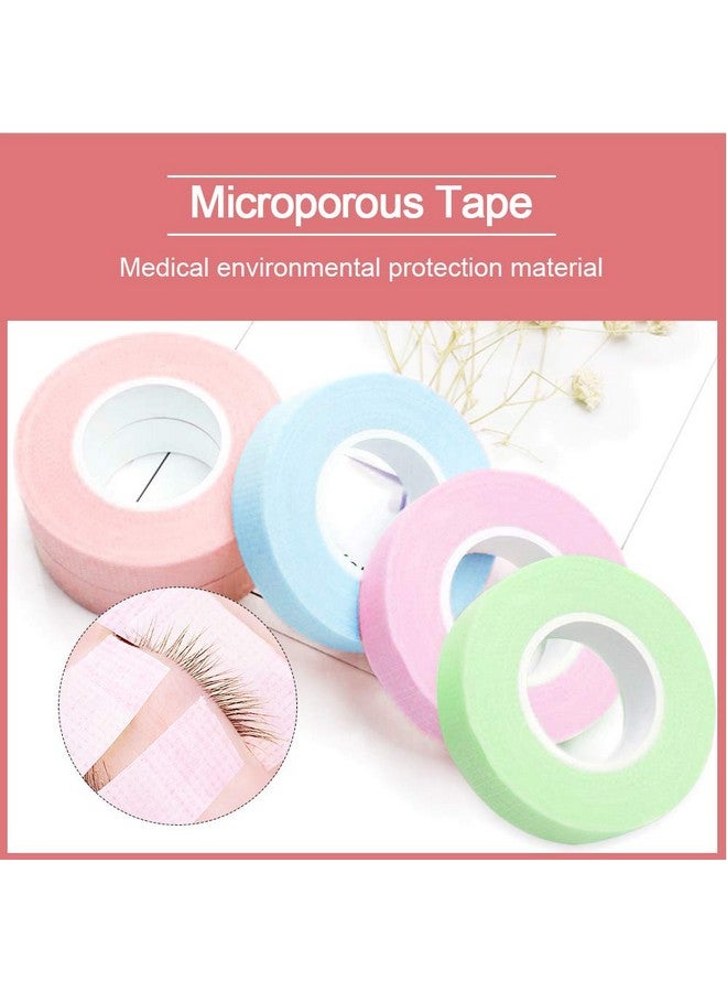 Eyelash Extension Tape Ebanku 12 Rolls Breathable Adhesive Lash Tape Non Woven Fabric Lash Tape For Eyelash Extension Supplies, 0.5 Inch Wide (Pink, Blue, Purple, Green)