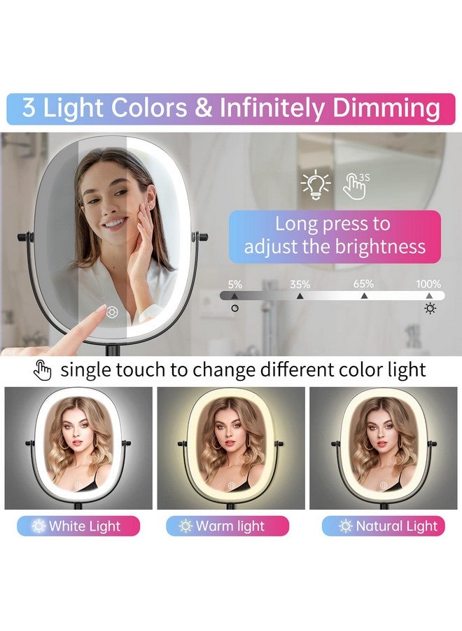 Rechargeable Wall Mounted Lighted Makeup Vanity Mirror, Double Sided 1X/7X Magnification, 3 Dimmable Light Settings, Extension Arm, Oval Frame, Ideal For Makeup