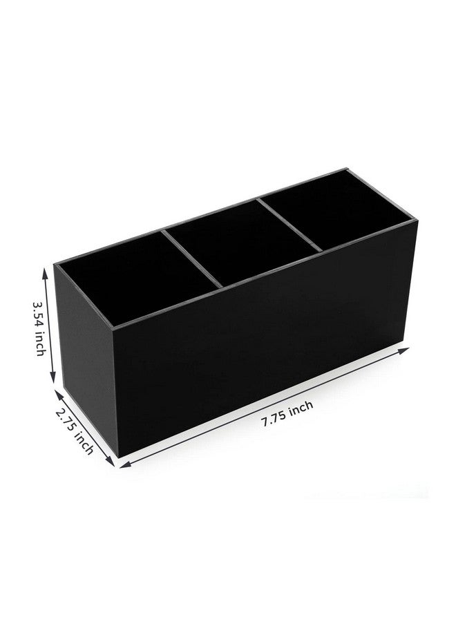 Makeup Brush Holder Organizer, 3 Slot Acrylic Cosmetics Brushes Storage Solution, Black