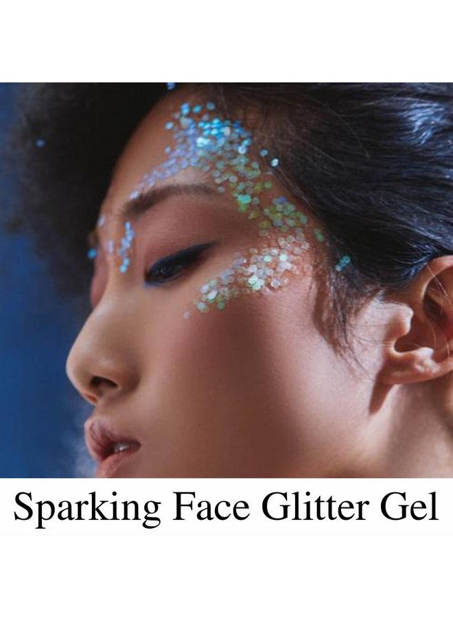 White Face Glitter Gel,Mardi Gras Singer Concerts Festival Rave Accessories,Mermaid Body Glitter,Carnival Halloween Hair Sequins Face Glitter Paint Makeup,Sparkling Chunky For Women,50Ml