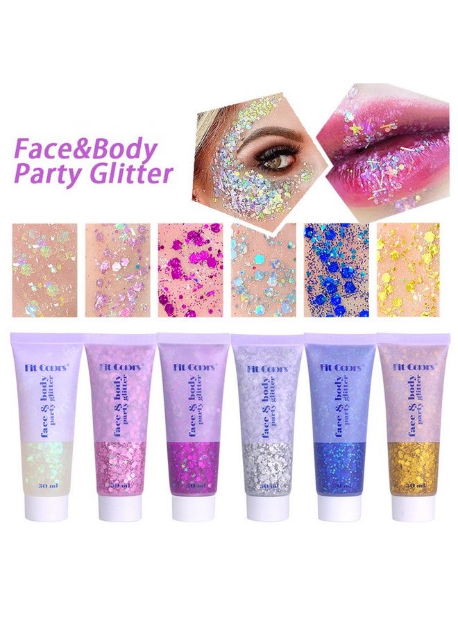 White Face Glitter Gel,Mardi Gras Singer Concerts Festival Rave Accessories,Mermaid Body Glitter,Carnival Halloween Hair Sequins Face Glitter Paint Makeup,Sparkling Chunky For Women,50Ml