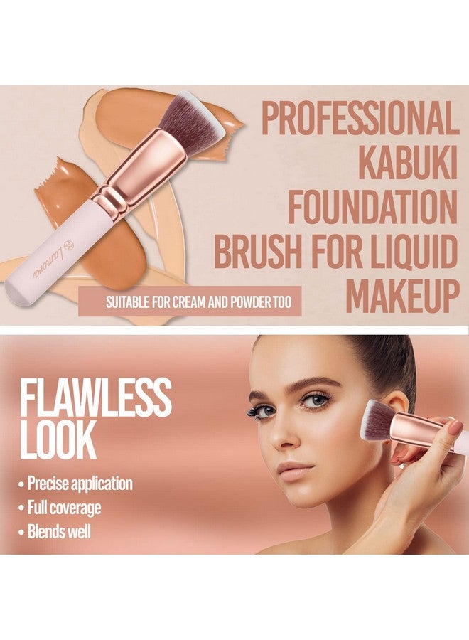 Foundation Brush For Liquid Makeup Kabuki Face Brush For Cream, Powder, Blush, And Concealer Flat Top Blending, Buffing, Stippling Brush