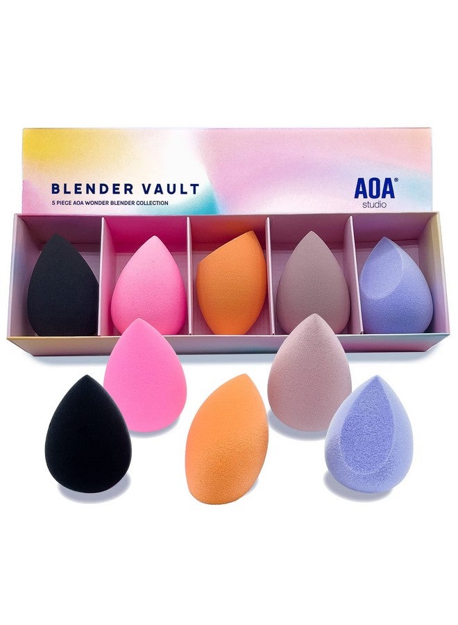 Beauty Makeup Sponge Blender Multiple Combo Set For Gift Makeup Blender Latex Free And High Definition Set Of 5 For Powder Cream And Liquid