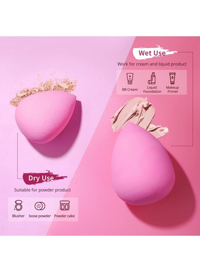 Latex Free Blender Makeup Sponge For Blending, Pink Makeup Sponge Set, Soft Beauty Sponge, For Flawless Application Of Liquid, Cream, And Powder Cosmetics, Pink Makeup Gifts