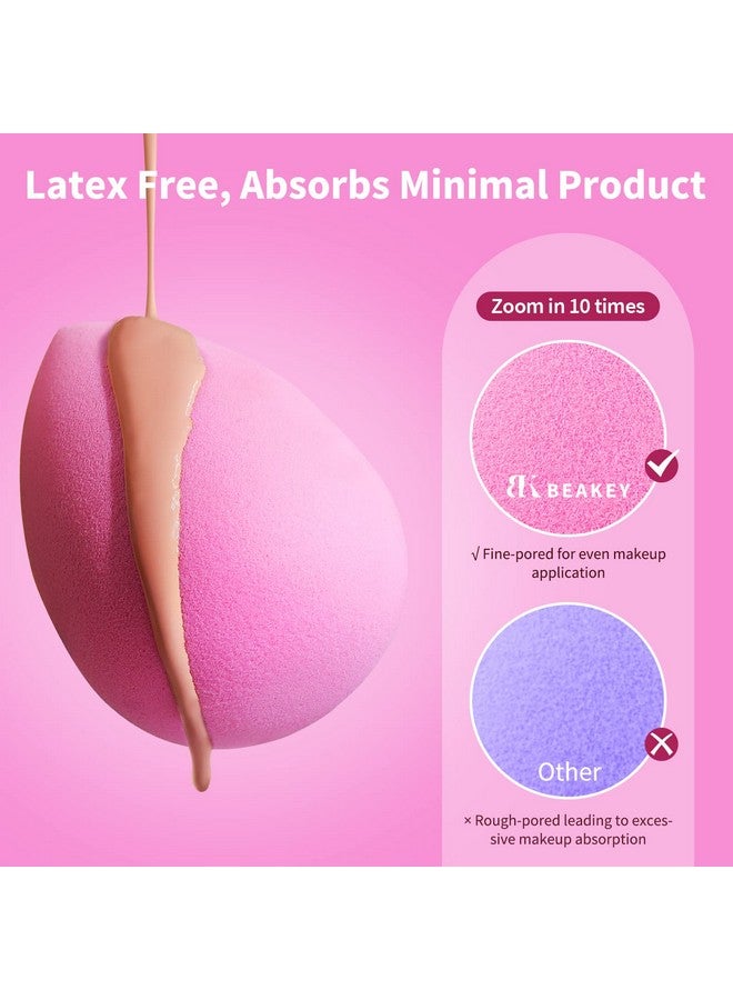 Latex Free Blender Makeup Sponge For Blending, Pink Makeup Sponge Set, Soft Beauty Sponge, For Flawless Application Of Liquid, Cream, And Powder Cosmetics, Pink Makeup Gifts