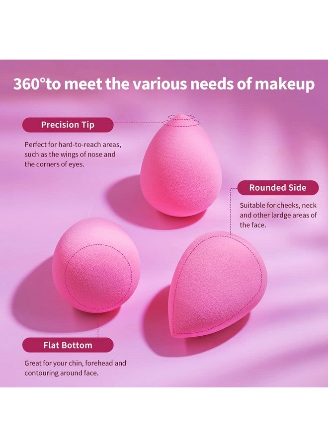 Latex Free Blender Makeup Sponge For Blending, Pink Makeup Sponge Set, Soft Beauty Sponge, For Flawless Application Of Liquid, Cream, And Powder Cosmetics, Pink Makeup Gifts