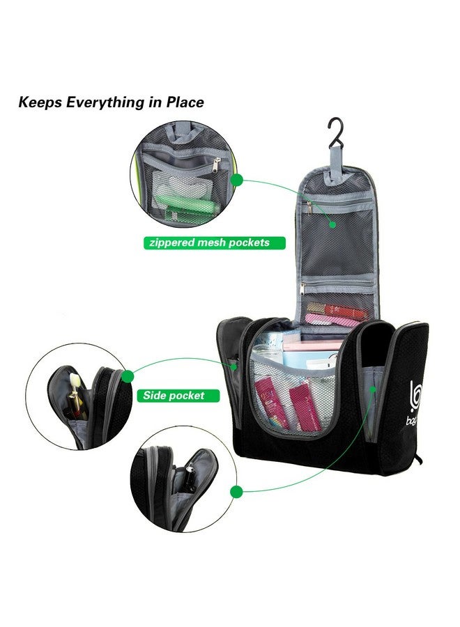 Travel Toiletry Bag For Women And Men Large Waterproof Hanging Large Toiletry Bag For Bathroom And Travel Bag For Toiletries Organizer Travel Makeup Bag (Black)