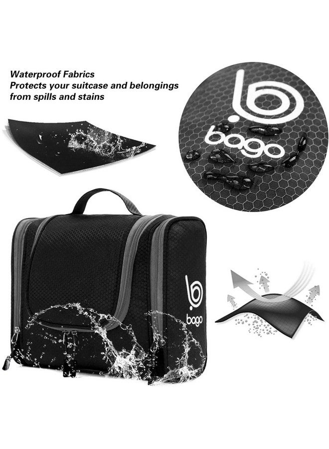 Travel Toiletry Bag For Women And Men Large Waterproof Hanging Large Toiletry Bag For Bathroom And Travel Bag For Toiletries Organizer Travel Makeup Bag (Black)