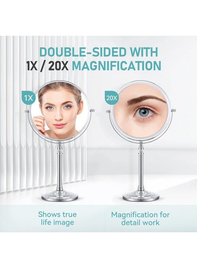 Magnifying Mirror 20X, Double Sided 1X & 20X Magnifying Mirror On Stand, Large Tabletop Magnified Vanity Mirror, Magnified Mirror With 360°Rotation For Bathroom Or Bedroom,8.6 Inches