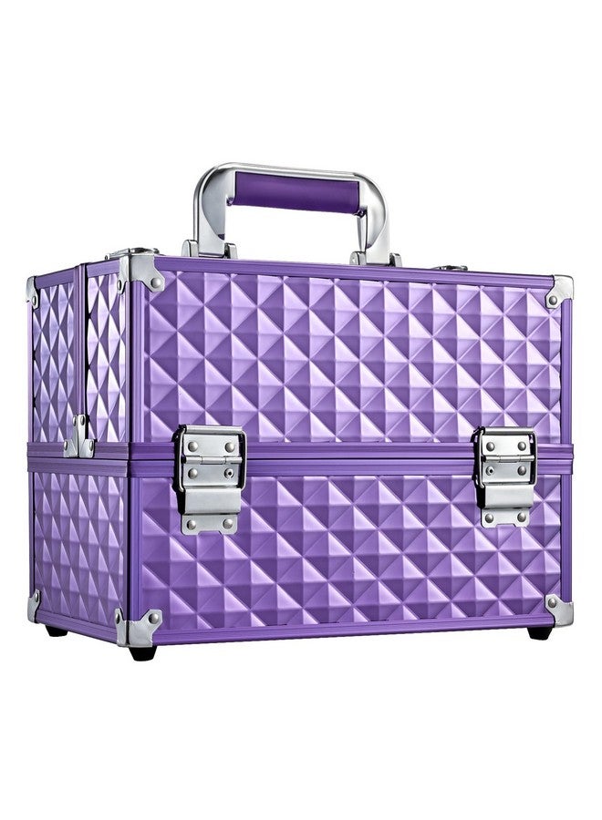 Makeup Train Case 12 Inch Portable Cosmetic Case 6 Tier Professional Makeup Storage Box Organiser Box Make Up Carrier With Lockable Keys Travel Case For Women And Girls Purple